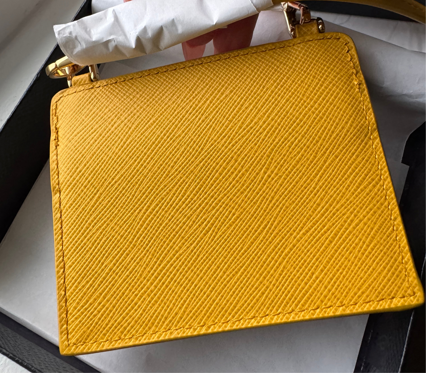 Prada Saffiano Leather Cardholder with Strap (yellow or pink)