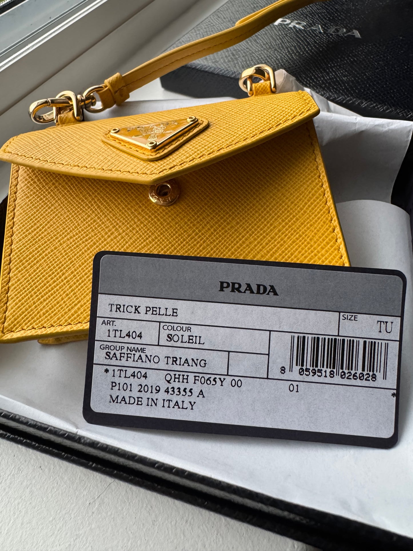 Prada Saffiano Leather Cardholder with Strap (yellow or pink)