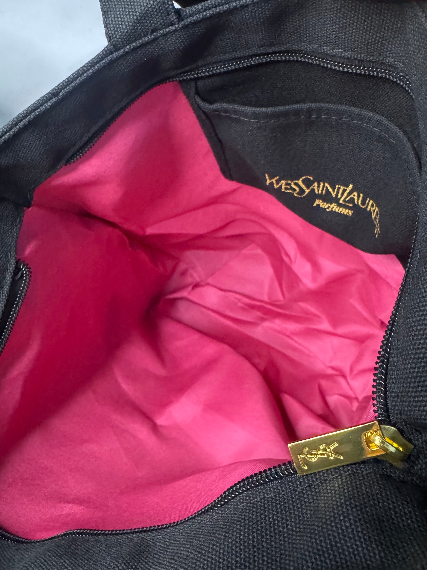 YSL Novelty Gift Black Canvas Tote + Cosmetic Pouch