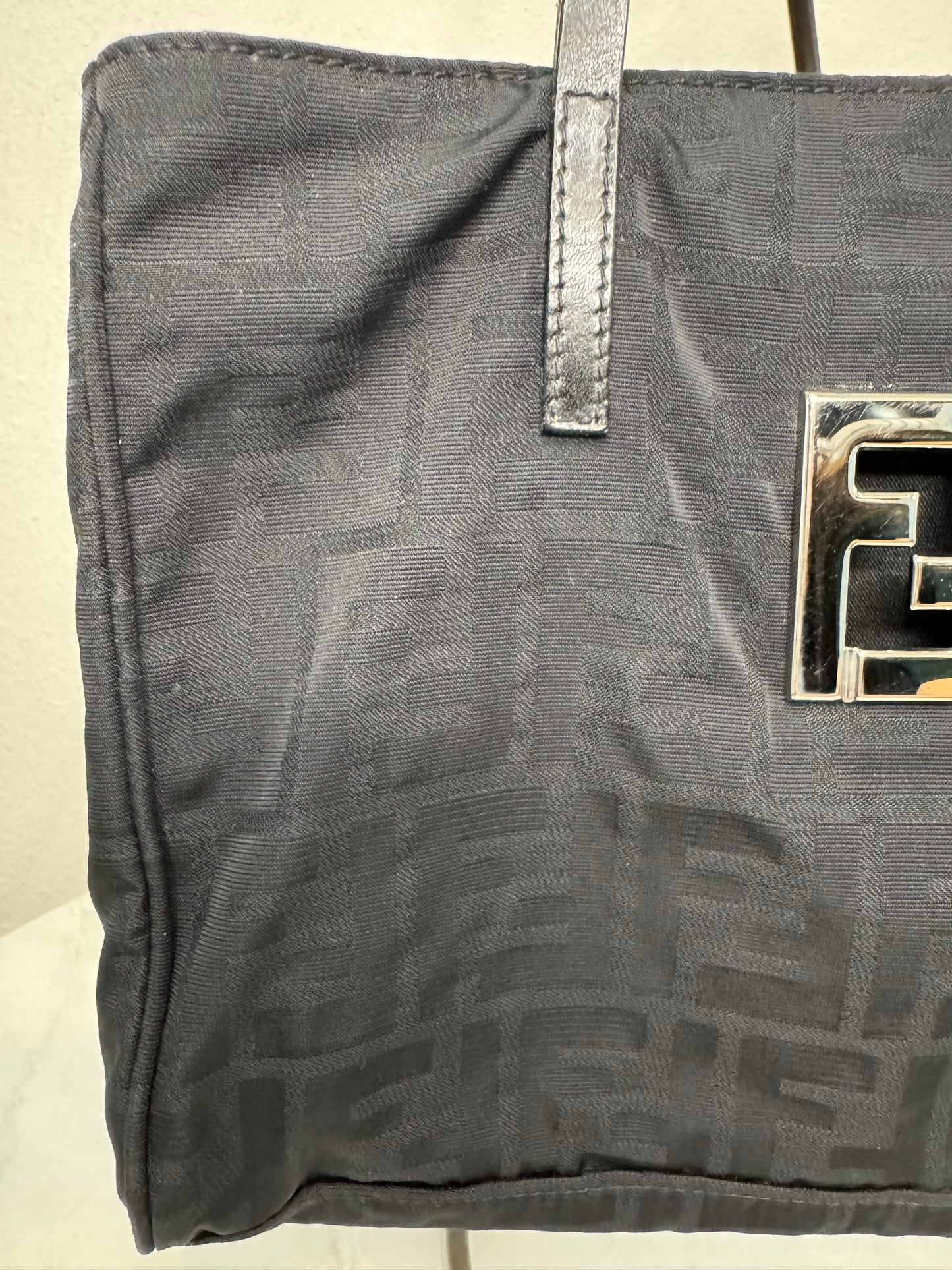 Fendi Black Nylon Monogram Small Tote
