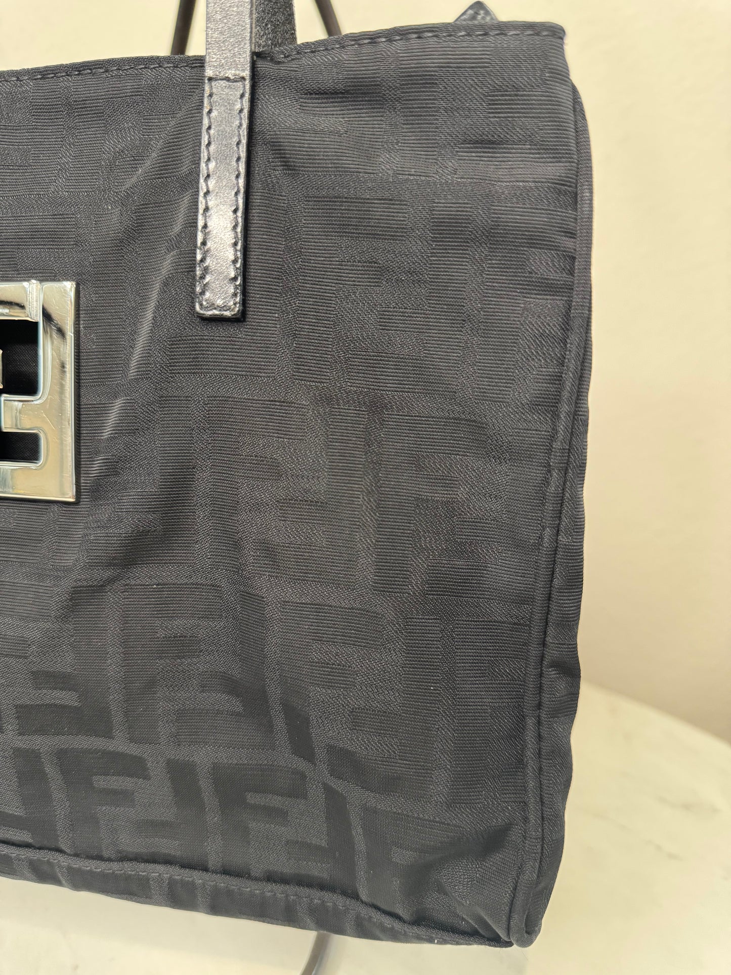 Fendi Black Nylon Monogram Small Tote