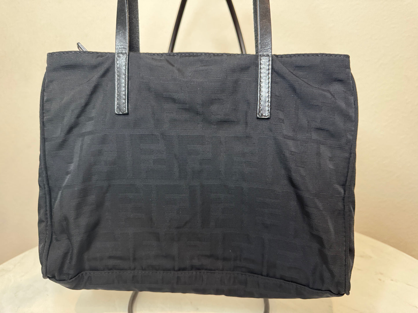 Fendi Black Nylon Monogram Small Tote