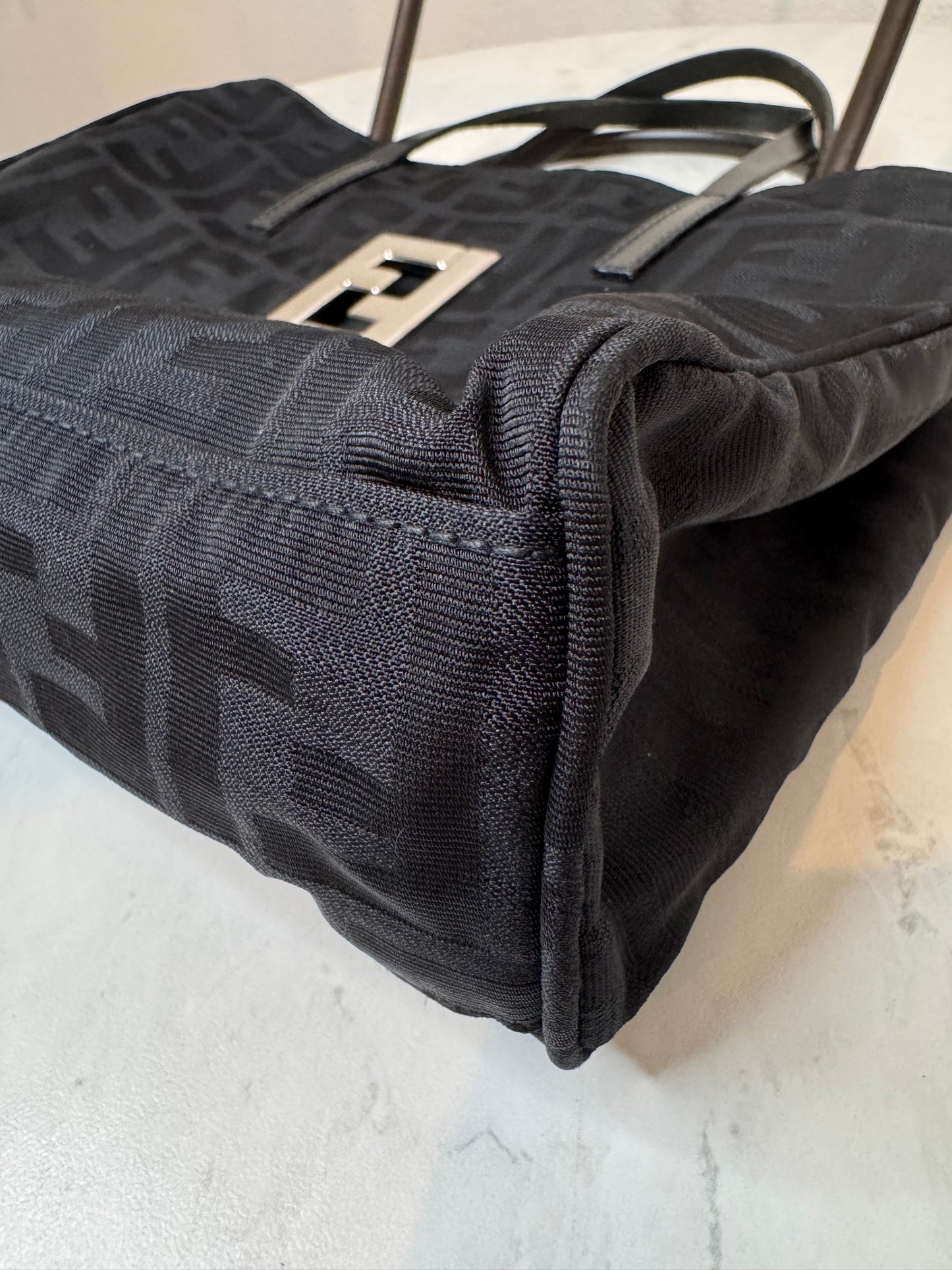 Fendi Black Nylon Monogram Small Tote