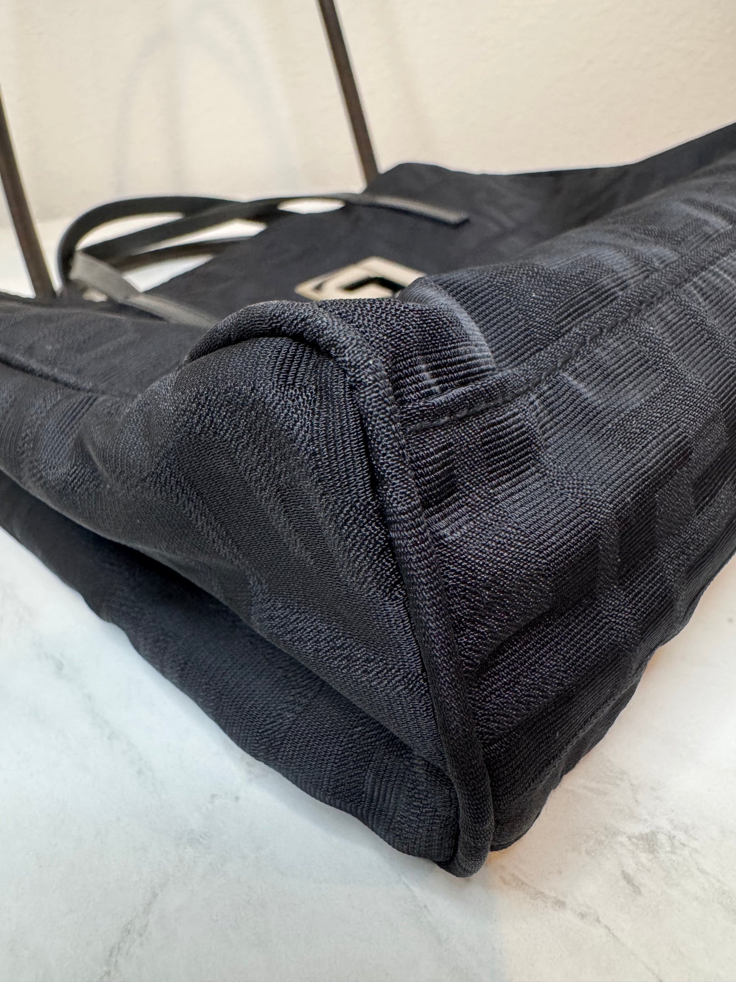 Fendi Black Nylon Monogram Small Tote