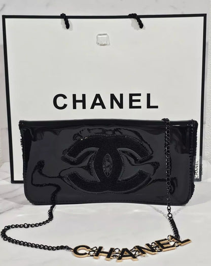 Chanel Black Patent Shoulder/Crossbody Gift bag