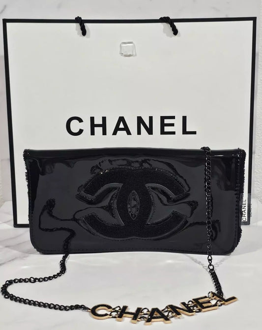 Chanel Black Patent Shoulder/Crossbody Gift bag