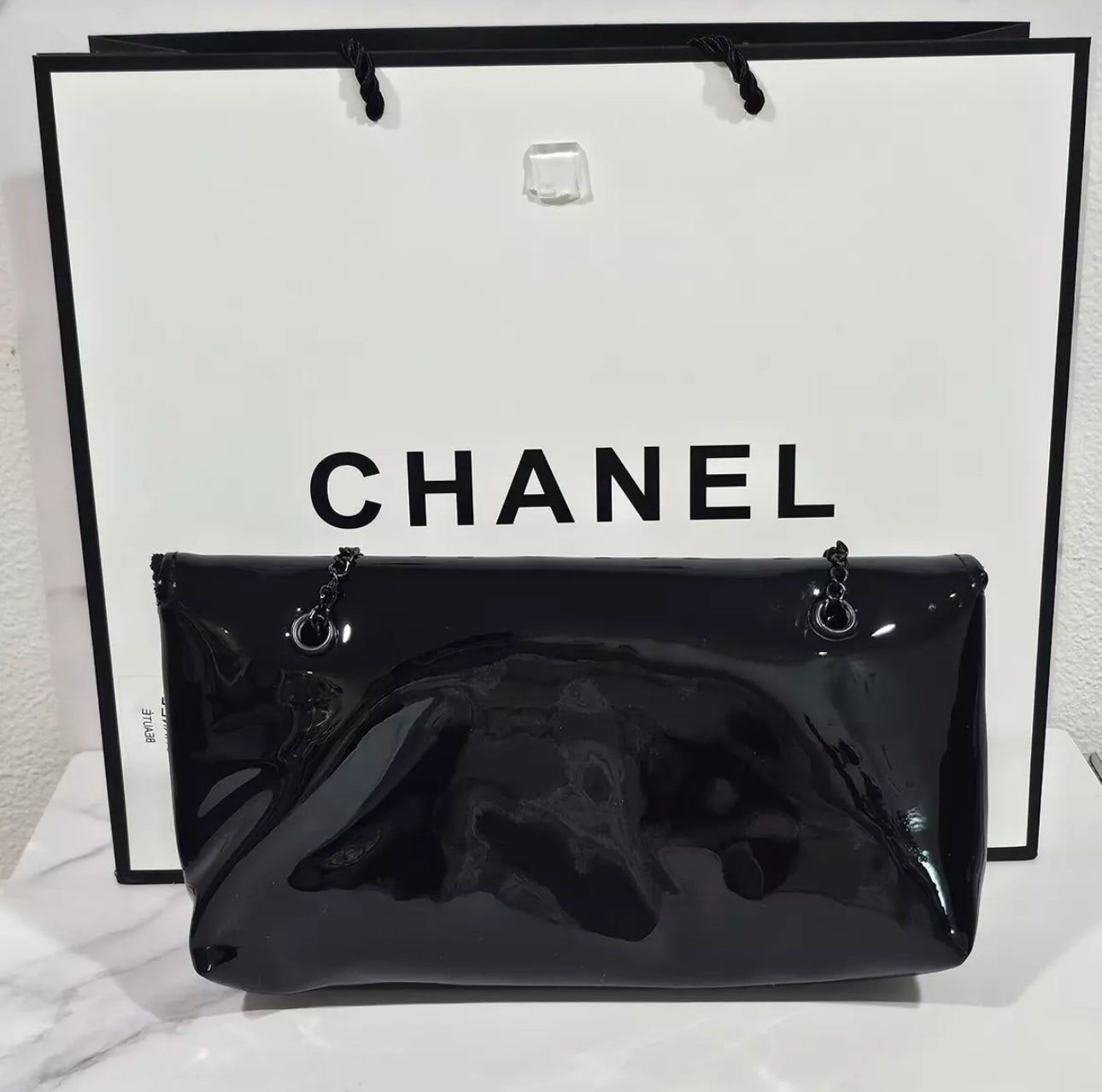 Chanel Black Patent Shoulder/Crossbody Gift bag