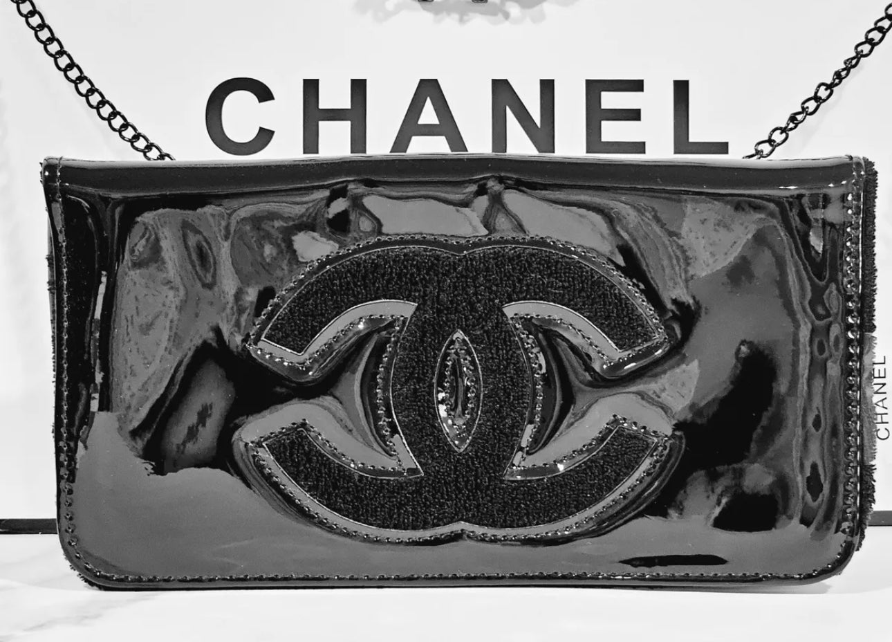Chanel Black Patent Shoulder/Crossbody Gift bag