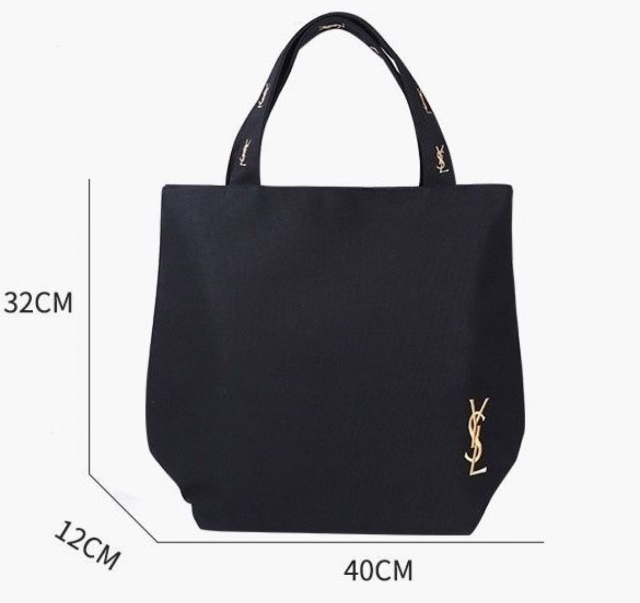 YSL Novelty Gift Black Canvas Tote + Cosmetic Pouch