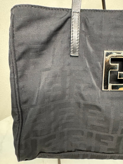 Fendi Black Nylon Monogram Small Tote