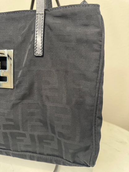 Fendi Black Nylon Monogram Small Tote