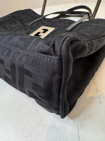 Fendi Black Nylon Monogram Small Tote